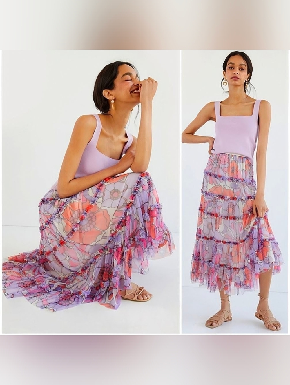 Anthropologie, Maeve Tiered Tulle Maxi Skirt Size 2X